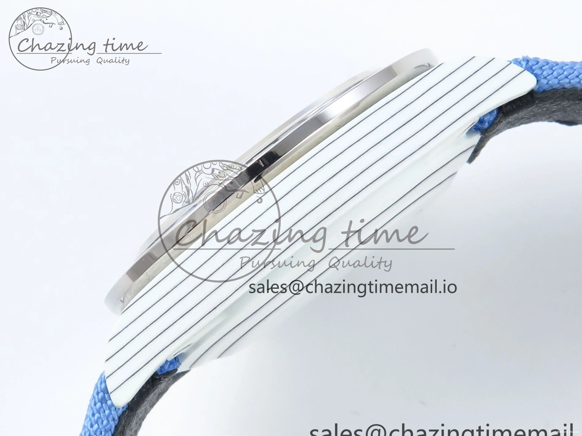 0501 Daytona ZIF REMOULD White Carbon GETF Best Edition Blue Skeleton Dial Blue Diamonds Bezel on Blue Nylon Strap DD Fashionable 366